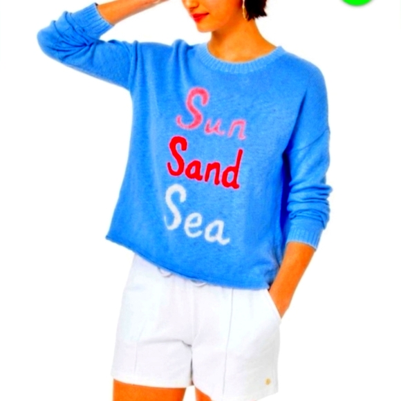 Lilly Pulitzer Sweaters - NWT Lilly Pulitzer Pippy Sweater Blue Peri Sun Sand Sea Intarsia SIZE SMALL